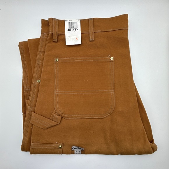 Carhartt Firm Duck Double Knee Work Dungaree Pants Mens 40X34 B01 BRN NWT NOS